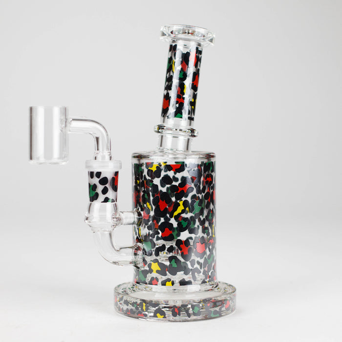 7″ 2-in-1 Leopard Print Rig with Perc – Banger & Bowl Included Glass Rig 777 Smoke Red