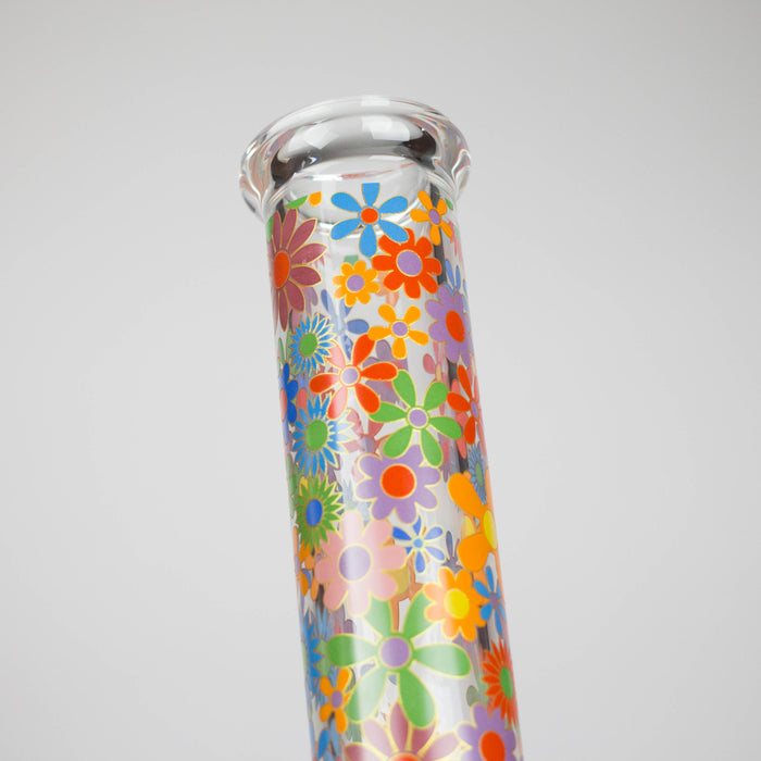 14″ 7mm Glass Beaker Bong with Assorted Flower Design & Ice Catcher Glass Bong 777 Smoke
