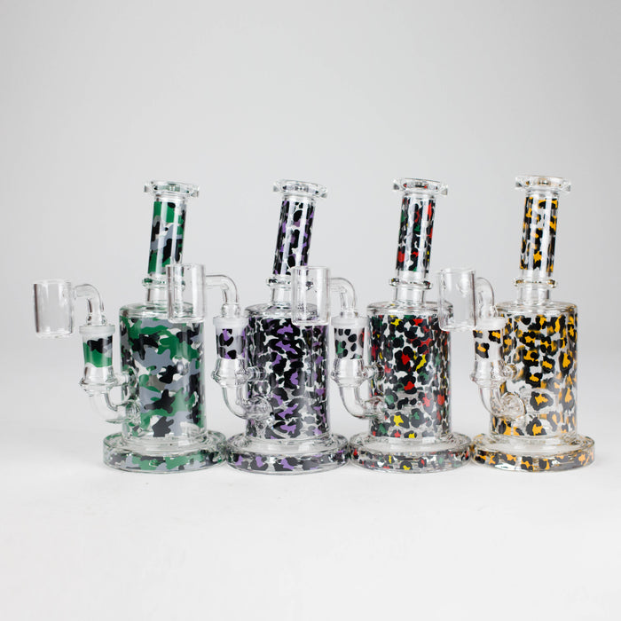 7″ 2-in-1 Leopard Print Rig with Perc – Banger & Bowl Included Glass Rig 777 Smoke