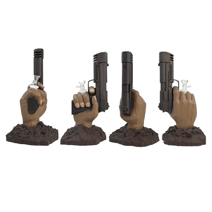 11″ Vinyl Hand Pistol Water Pipe with 14mm Glass Bowl [SMKZ163] Resin · Silicone · Plastic Bong Canadian Distributor