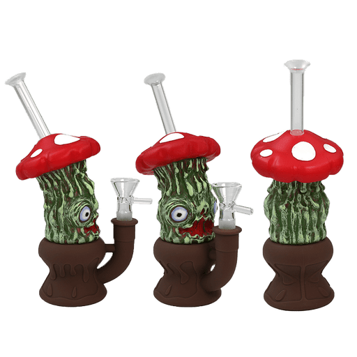8″ Enameled Mushroom Bong [SMKZ165] Resin · Silicone · Plastic Bong Canadian Distributor Red
