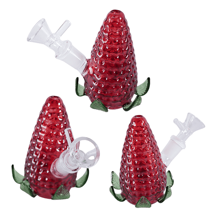 4″ Upright Strawberry Glass Bubbler – Red [SMKZ178] Glass Bong Canadian Distributor