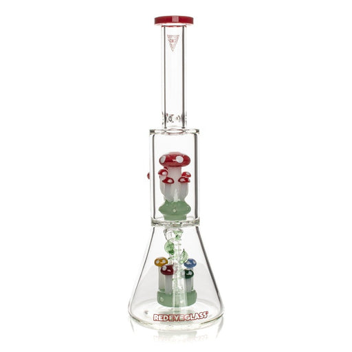 Red Eye Glass® | 12" Tall Red Amanita Dual Chamber Beaker Base Water Pipe Glass Bong West Coast Gifts