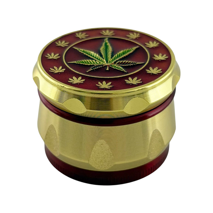 40mm 4-Part Leaf Engraving Tobacco Grinder-12CT Display Pack Super Supplys Inc
