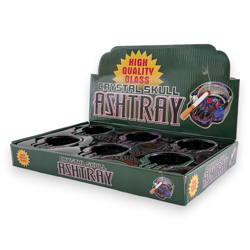 Crystal Skull Glass Ashtray – 6-Piece Display Glass Ashtray Super Supplys Inc