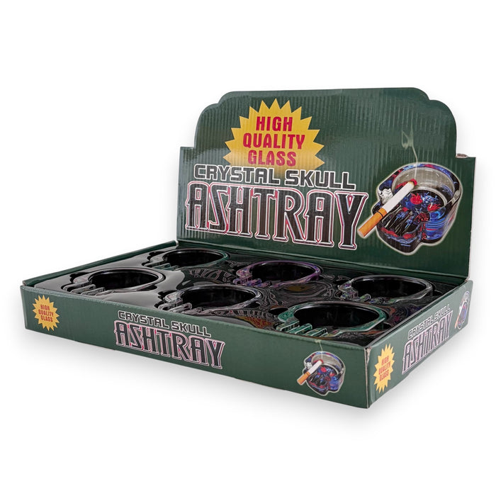 Crystal Skull Glass Ashtray – 6-Piece Display Glass Ashtray Super Supplys Inc