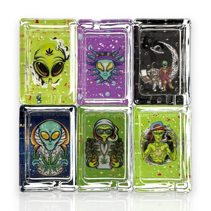 Green Planet Rectangle Glass Ashtrays – 6 Pack Display (85mm) Glass Ashtray Super Supplys Inc