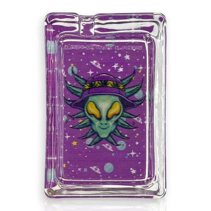 Green Planet Rectangle Glass Ashtrays – 6 Pack Display (85mm) Glass Ashtray Super Supplys Inc