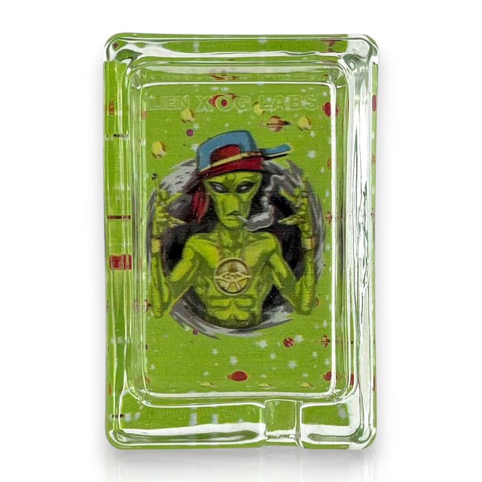 Green Planet Rectangle Glass Ashtrays – 6 Pack Display (85mm) Glass Ashtray Super Supplys Inc