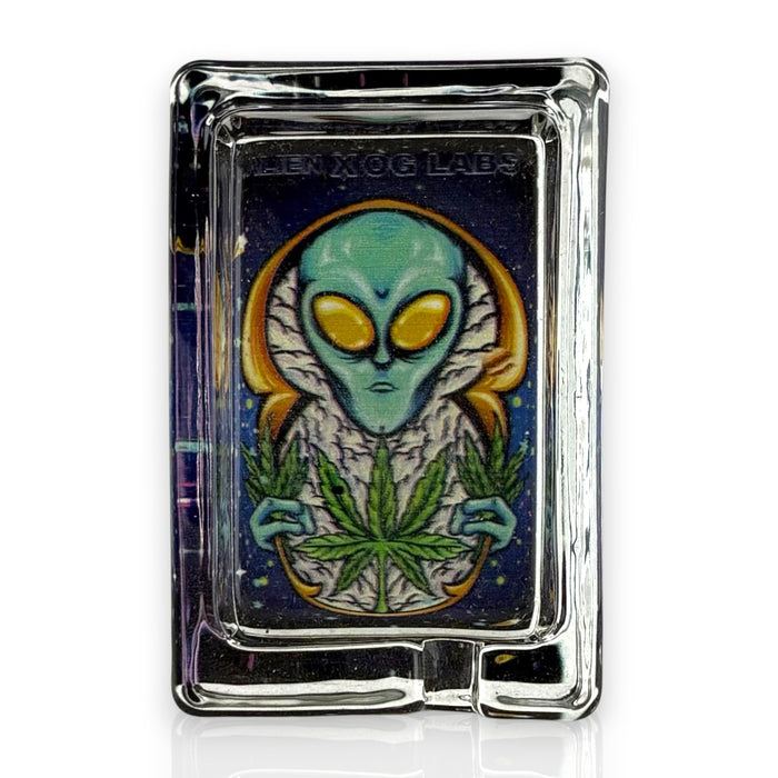 Green Planet Rectangle Glass Ashtrays – 6 Pack Display (85mm) Glass Ashtray Super Supplys Inc