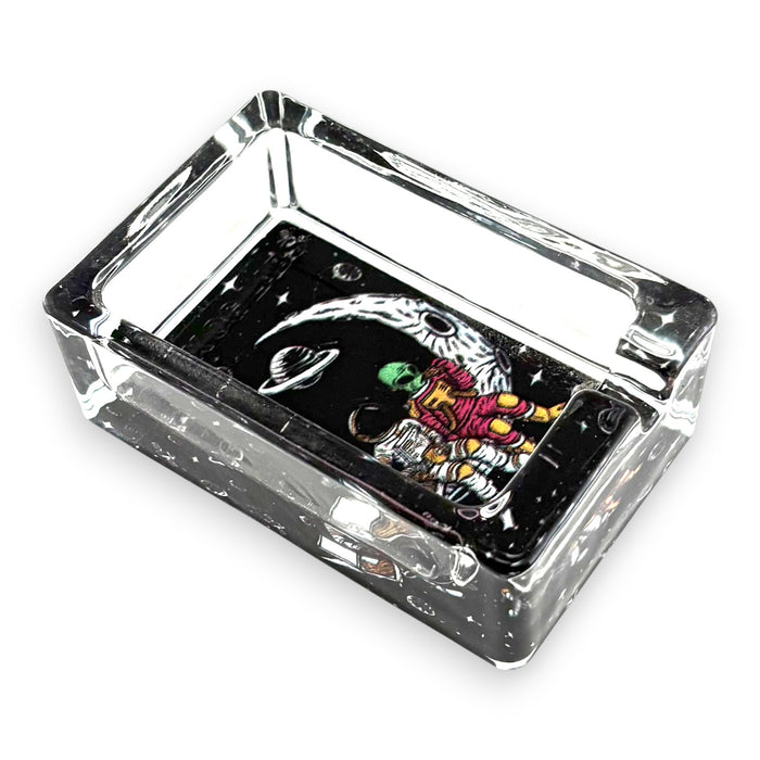 Green Planet Rectangle Glass Ashtrays – 6 Pack Display (85mm) Glass Ashtray Super Supplys Inc