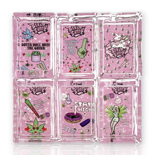 Green Planet Rectangle Glass Ashtrays – Pink Design Series (6 Pack Display) Glass Ashtray Super Supplys Inc