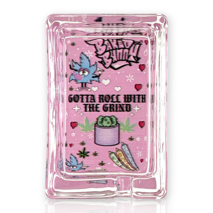 Green Planet Rectangle Glass Ashtrays – Pink Design Series (6 Pack Display) Glass Ashtray Super Supplys Inc