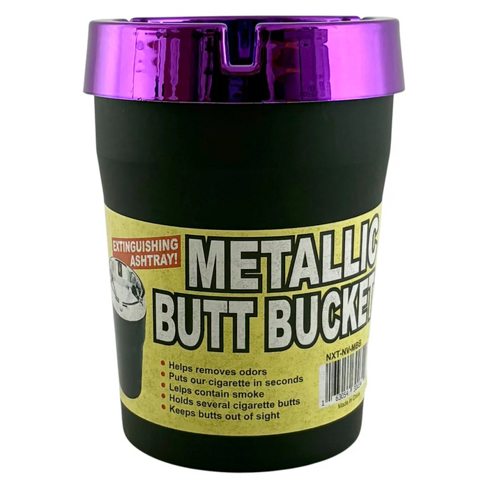 Metallic Cigarette Butt Buckets - 12PCS In Display Plastic Ashtray Super Supplys Inc