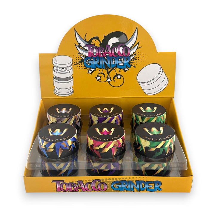 Wellcann | 50mm Metal Tobacco Grinders – 12-Piece Display Set Display Pack Super Supplys Inc