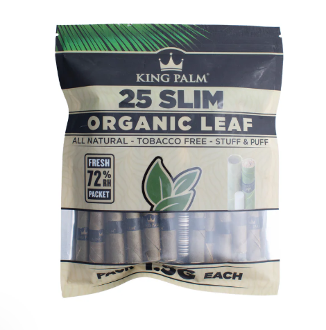 King Palm 25 SLIM Rolls / Pouch - 8 Units Per Display Box Leaf Wrap NIBO Distribution