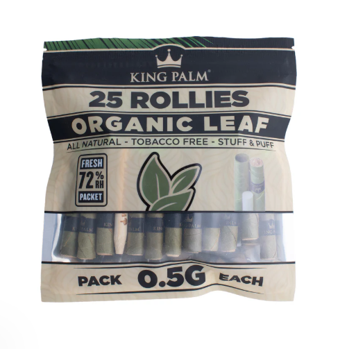 King Palm 25 ROLLIE Rolls / Pouch - 8 Units Per Display Box Leaf Wrap NIBO Distribution