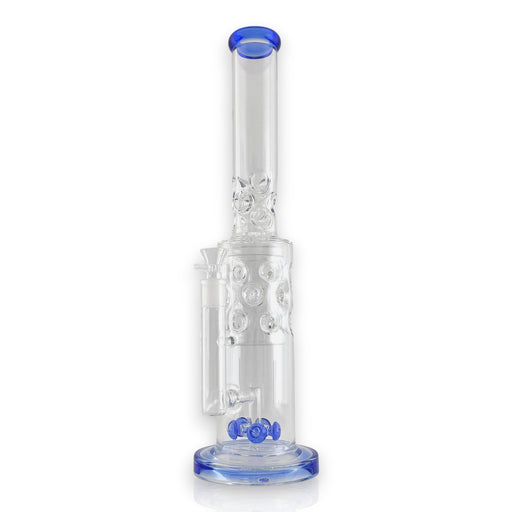 16" Straight Shooter Water Pipe with Screw Percolators - Blue Glass Bong Super Supplys Inc