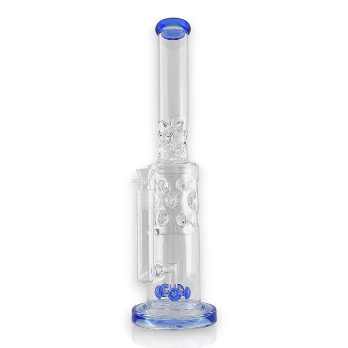 16" Straight Shooter Water Pipe with Screw Percolators - Blue Glass Bong Super Supplys Inc