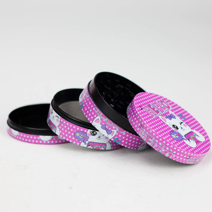 2.5" 4-Layer Kitty Design Metal Herb Grinder (Box of 6)