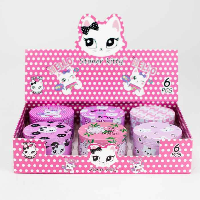 2.5" 4-Layer Kitty Design Metal Herb Grinder (Box of 6)