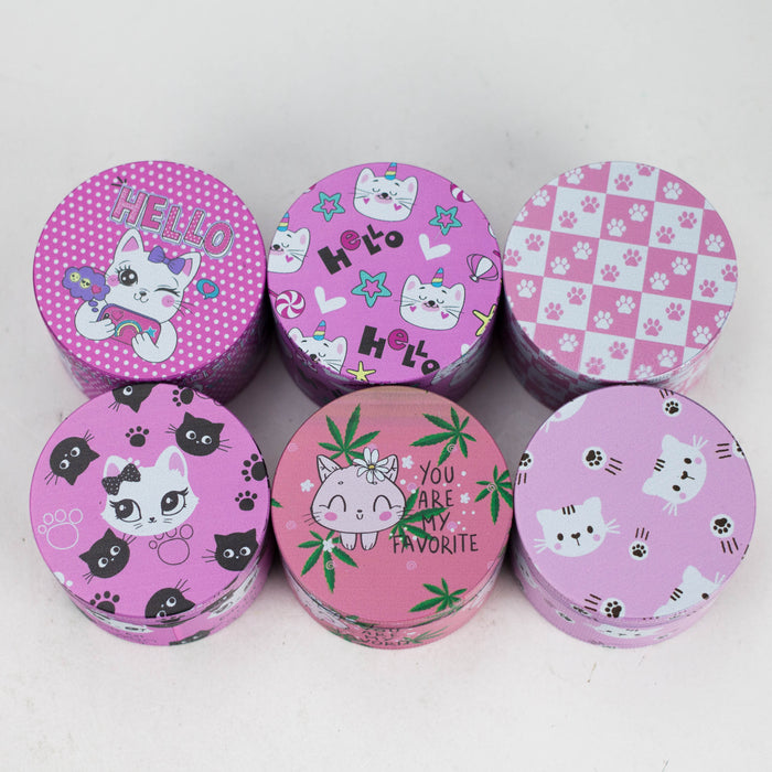 2.5" 4-Layer Kitty Design Metal Herb Grinder (Box of 6)