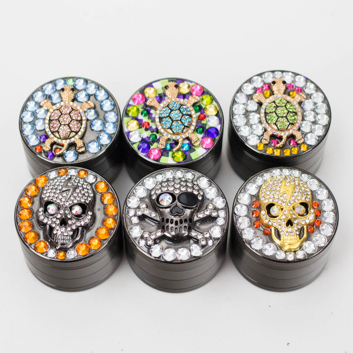 Genie | 4-Part 50mm 3D Grinder with Cubic Zirconia – Box of 6 [GR50]