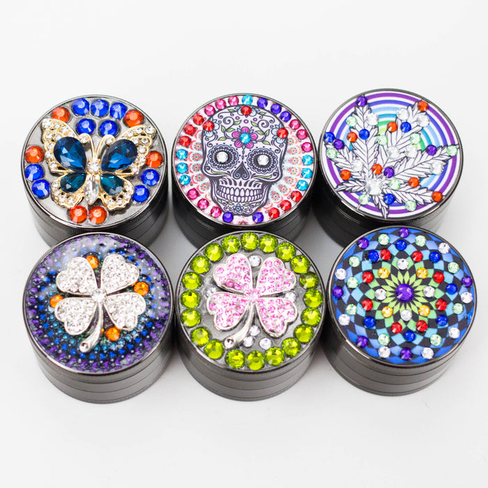 Genie | 4-Part 50mm 3D Grinder with Cubic Zirconia – Box of 6 [GR50]