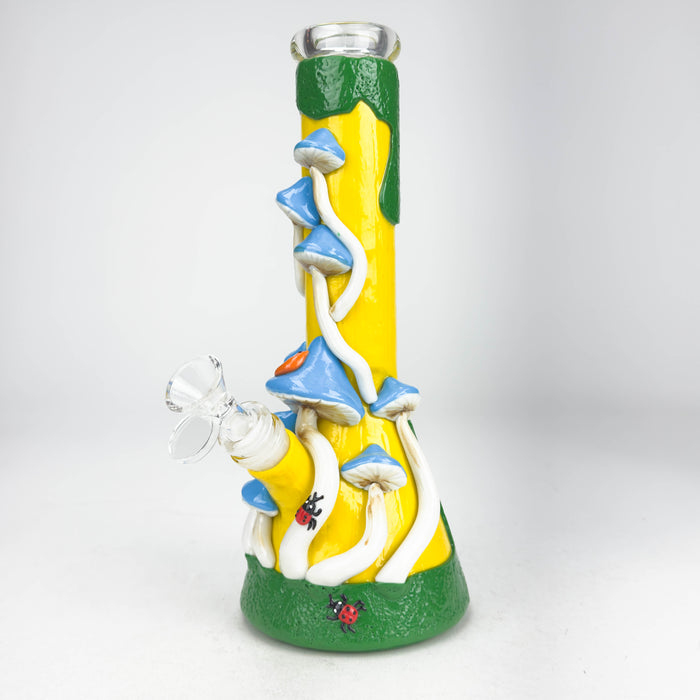 10" 3D Mushroom Design Glass Beaker Bong