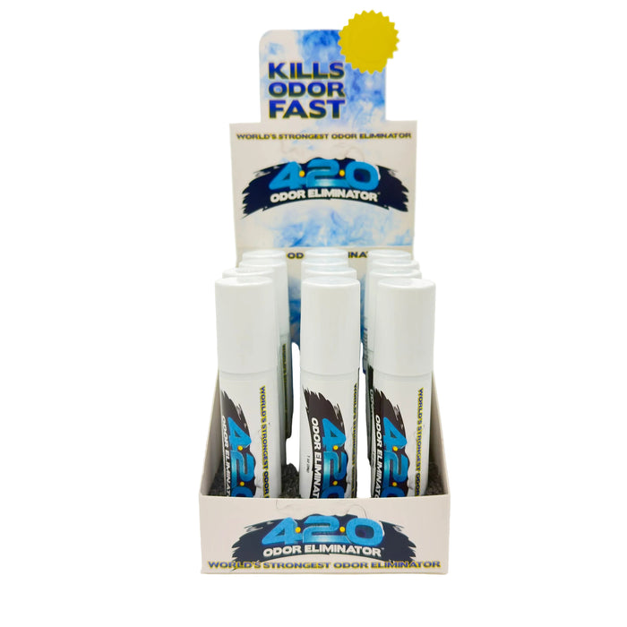 420 ODOR ELIMINATOR™ | 420 NEW CAR BLUE SPRAY – Box of 12 (1 oz) Odour Eliminator Spray LEHIGH WHOLESALE