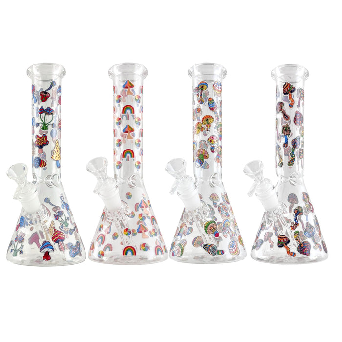 10" Psychedelic Shroomscape Beaker Bong – 4mm Thick Glass Glass Bong Super Supplys Inc