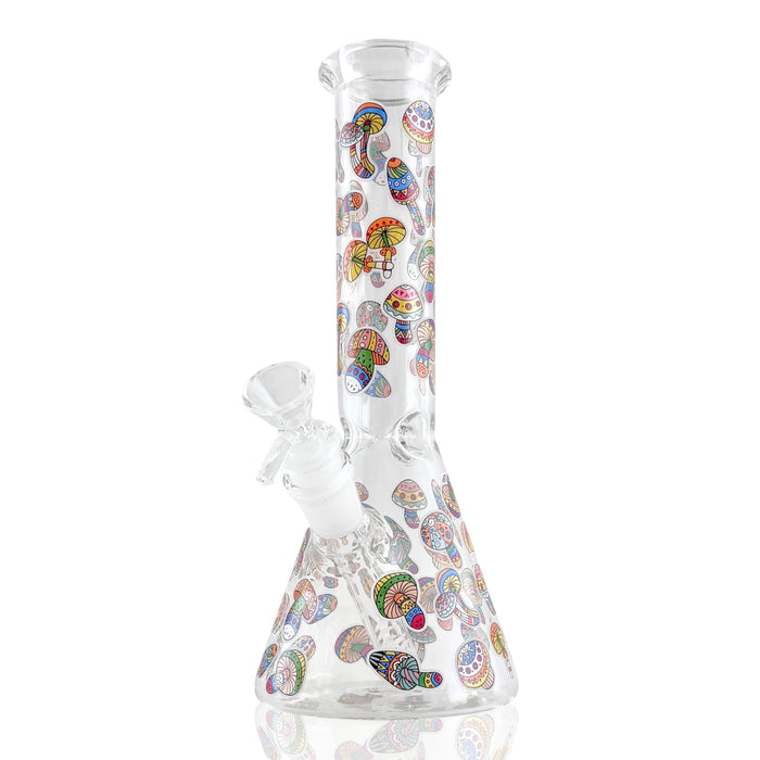 10" Psychedelic Shroomscape Beaker Bong – 4mm Thick Glass Glass Bong Super Supplys Inc Design A