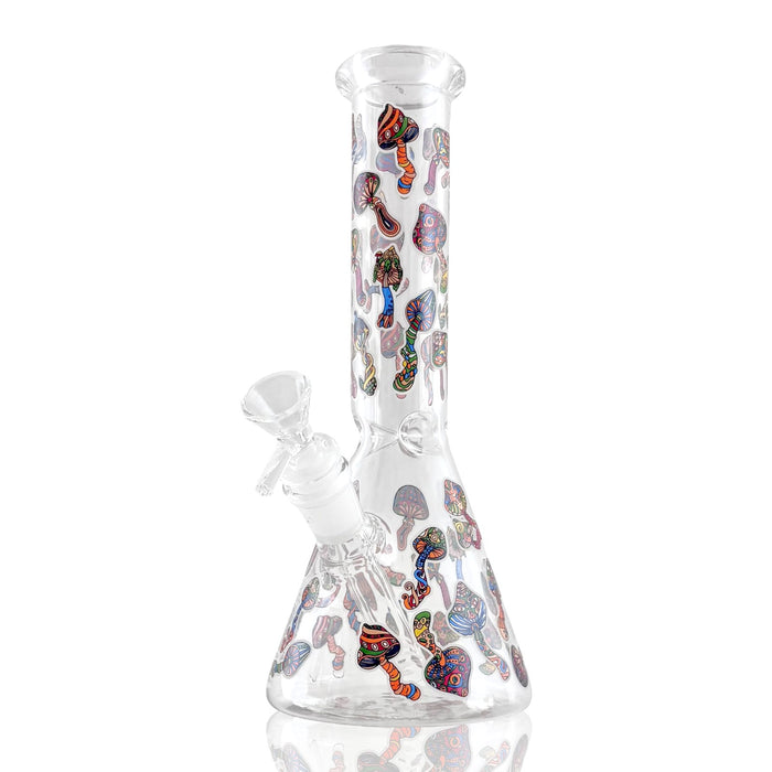 10" Psychedelic Shroomscape Beaker Bong – 4mm Thick Glass Glass Bong Super Supplys Inc Design D