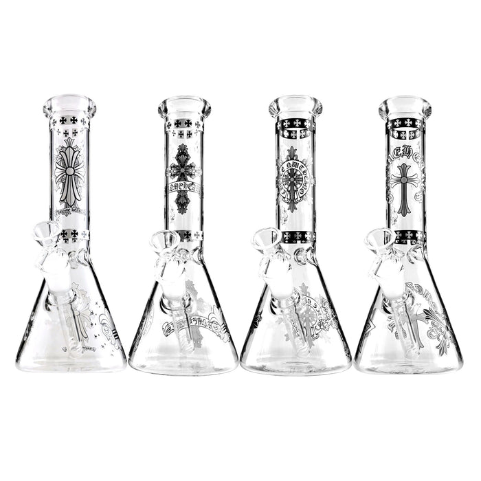 10" Gothic Cross Beaker Bong Series – 4mm Thick Glass