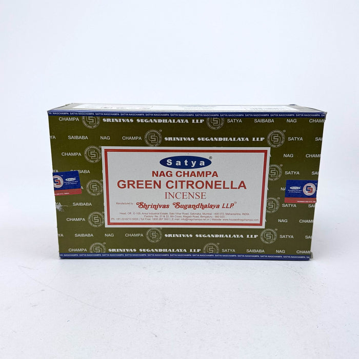SATYA | Nag Champa Incense 15g Box of 12 Incense LEHIGH WHOLESALE GREEN CITRONELLA