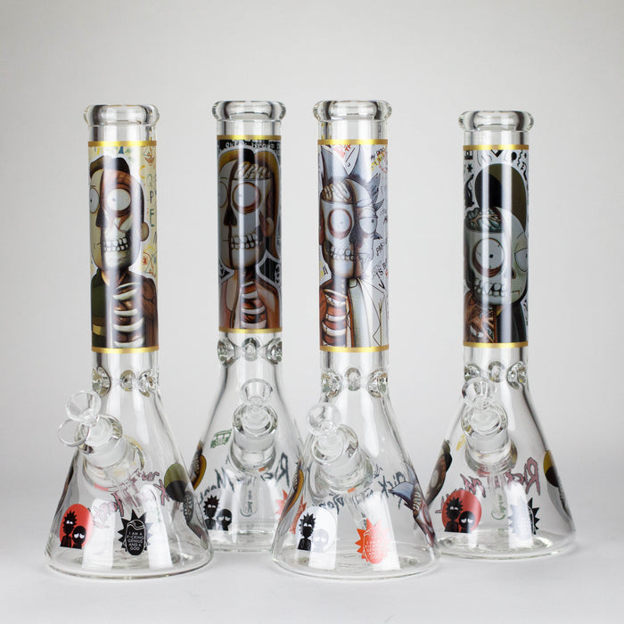 14" 7mm RM Skull Glass Bong – Heavy Duty Beaker Water Pipe [FTLL08] Glass Bong LEHIGH WHOLESALE