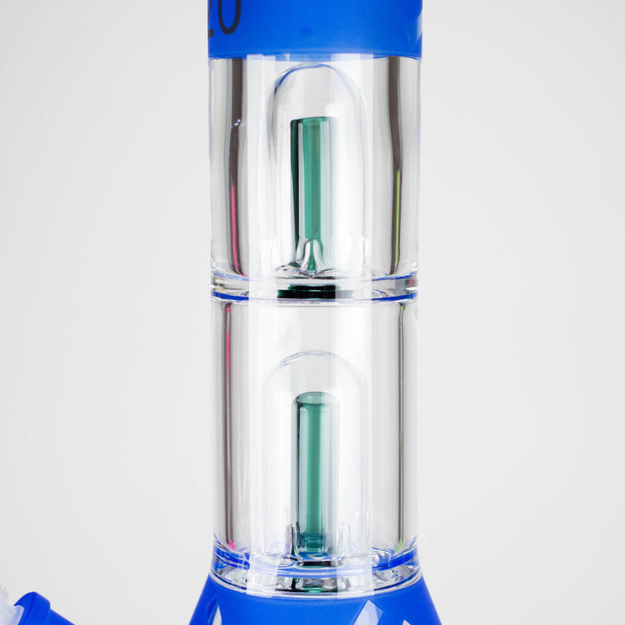 14" 7mm 420 Double Perc Fancy Glass Water Bong [FT1157AST] Glass Bong LEHIGH WHOLESALE