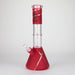 14" 7mm 420 Double Perc Fancy Glass Water Bong [FT1157AST] Glass Bong LEHIGH WHOLESALE Red