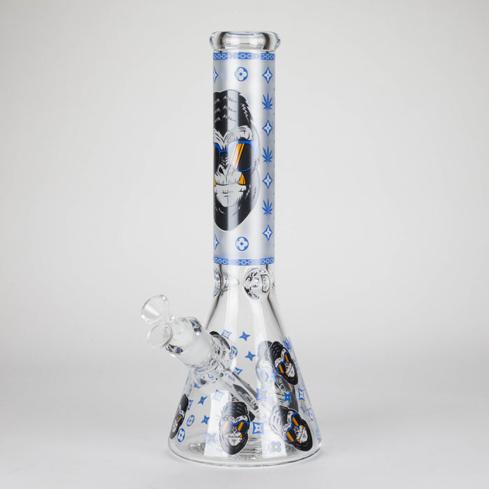14" 7mm Gorilla Designs Glow In The Dark Beaker Bong – In the Box [FT1892ATS] Glass Bong LEHIGH WHOLESALE Blue