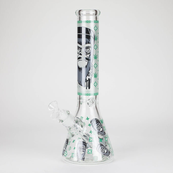 14" 7mm Gorilla Designs Glow In The Dark Beaker Bong – In the Box [FT1892ATS] Glass Bong LEHIGH WHOLESALE Green
