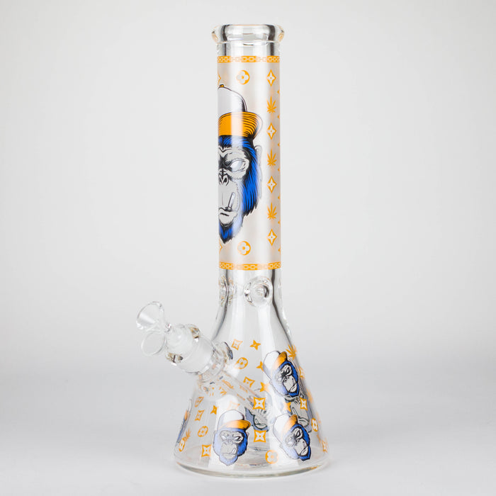 14" 7mm Gorilla Designs Glow In The Dark Beaker Bong – In the Box [FT1892ATS] Glass Bong LEHIGH WHOLESALE Orange