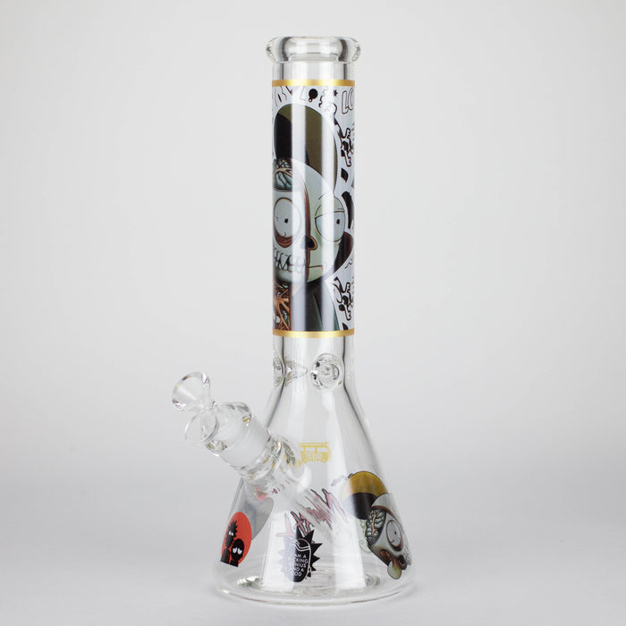 14" 7mm RM Skull Glass Bong – Heavy Duty Beaker Water Pipe [FTLL08] Glass Bong LEHIGH WHOLESALE White