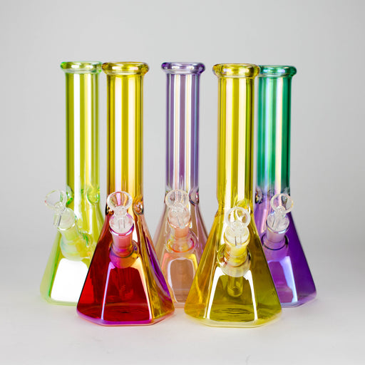10" Two-Tone Color Glass Beaker Bong with Octagon Base Glass Bong 777 Smoke