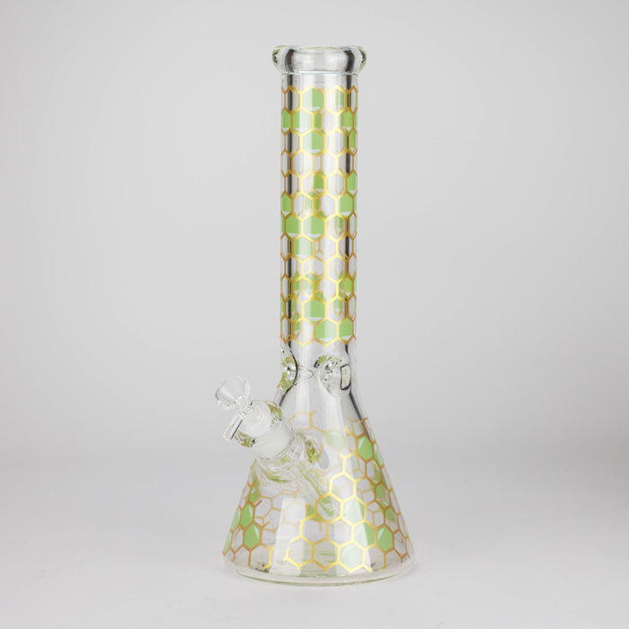 14" Beehive Design 7mm Thick Heavy Duty Glass Beaker Bong Glass Bong 777 Smoke Green