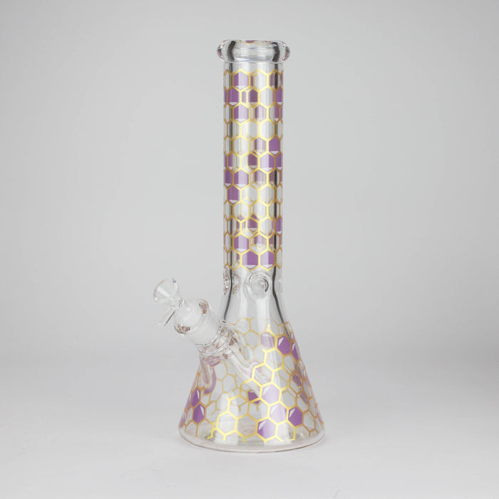 14" Beehive Design 7mm Thick Heavy Duty Glass Beaker Bong Glass Bong 777 Smoke Purple