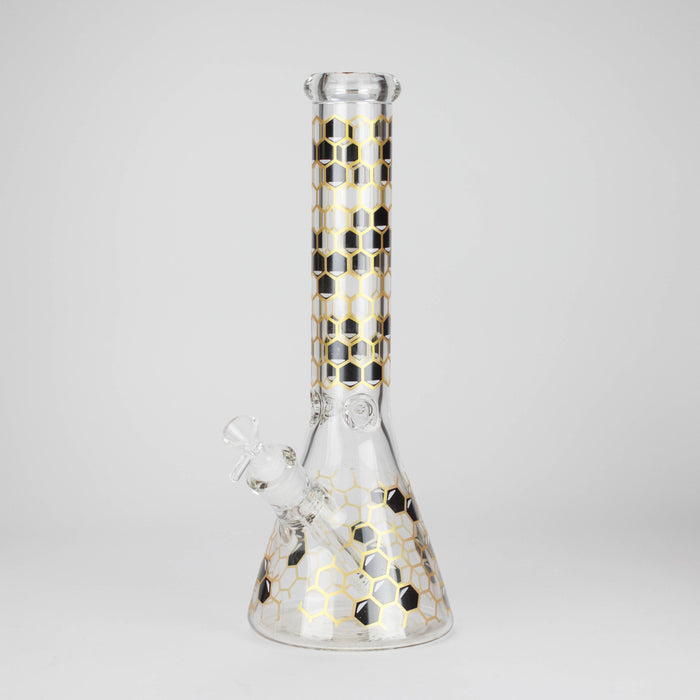 14" Beehive Design 7mm Thick Heavy Duty Glass Beaker Bong Glass Bong 777 Smoke Gray