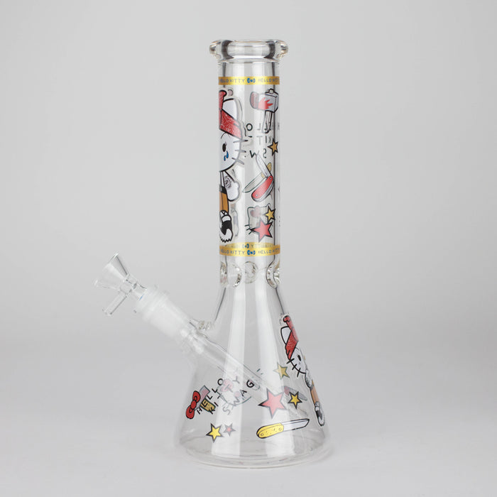 10" Wild Kitty Design Glass Beaker Bong Glass Bong 777 Smoke