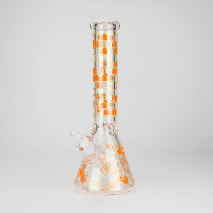 14" Beehive Design 7mm Thick Heavy Duty Glass Beaker Bong Glass Bong 777 Smoke Orange