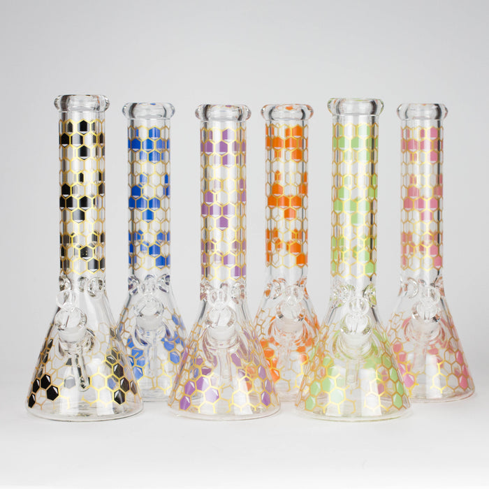 14" Beehive Design 7mm Thick Heavy Duty Glass Beaker Bong Glass Bong 777 Smoke