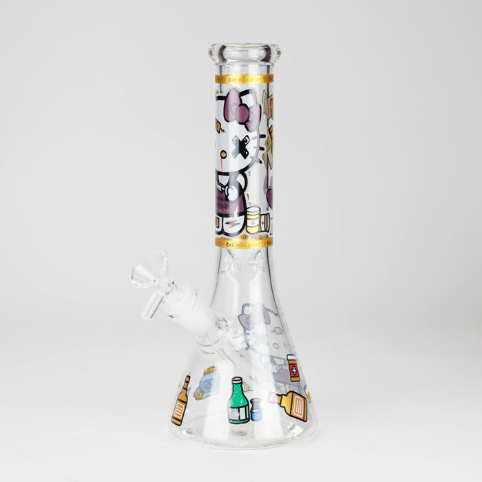 10" Wild Kitty Design Glass Beaker Bong Glass Bong 777 Smoke Design2